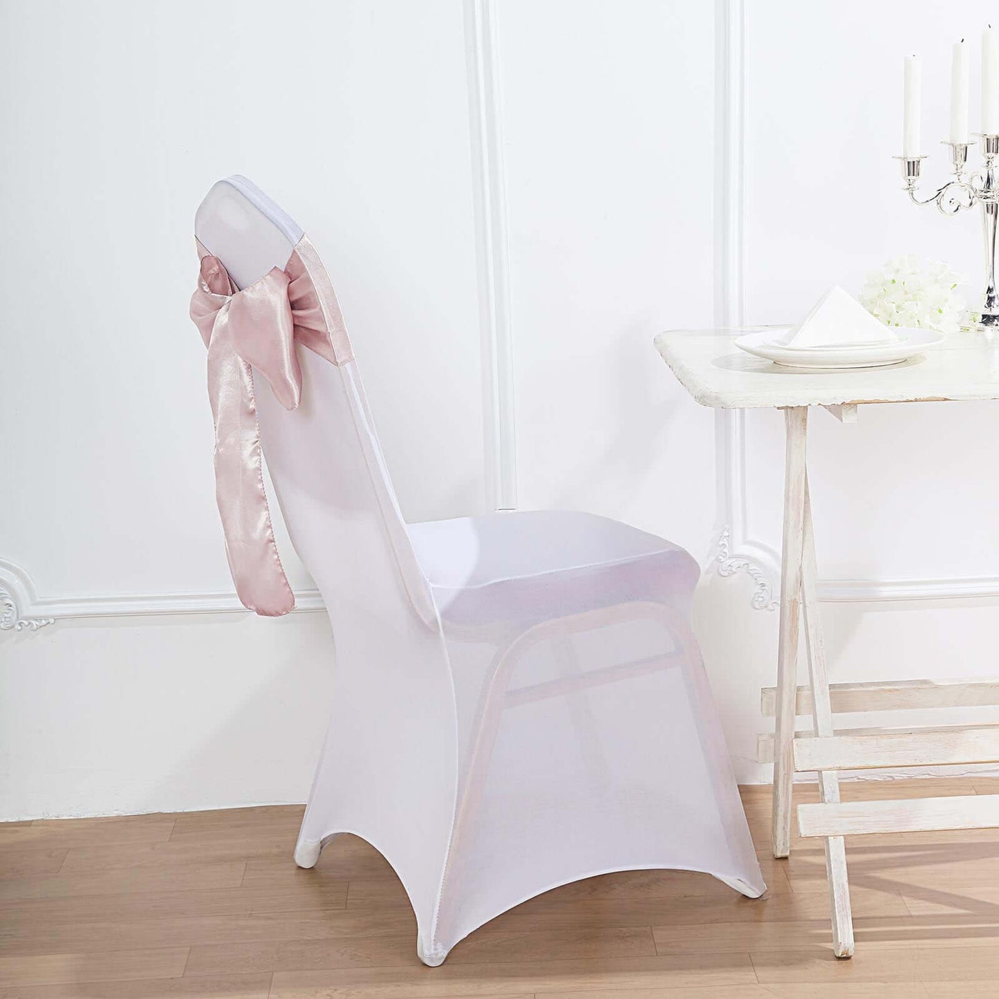 5 Pack Satin Chair Sashes Blush - Durable Chair Bows with Shiny Finish 6"x106"