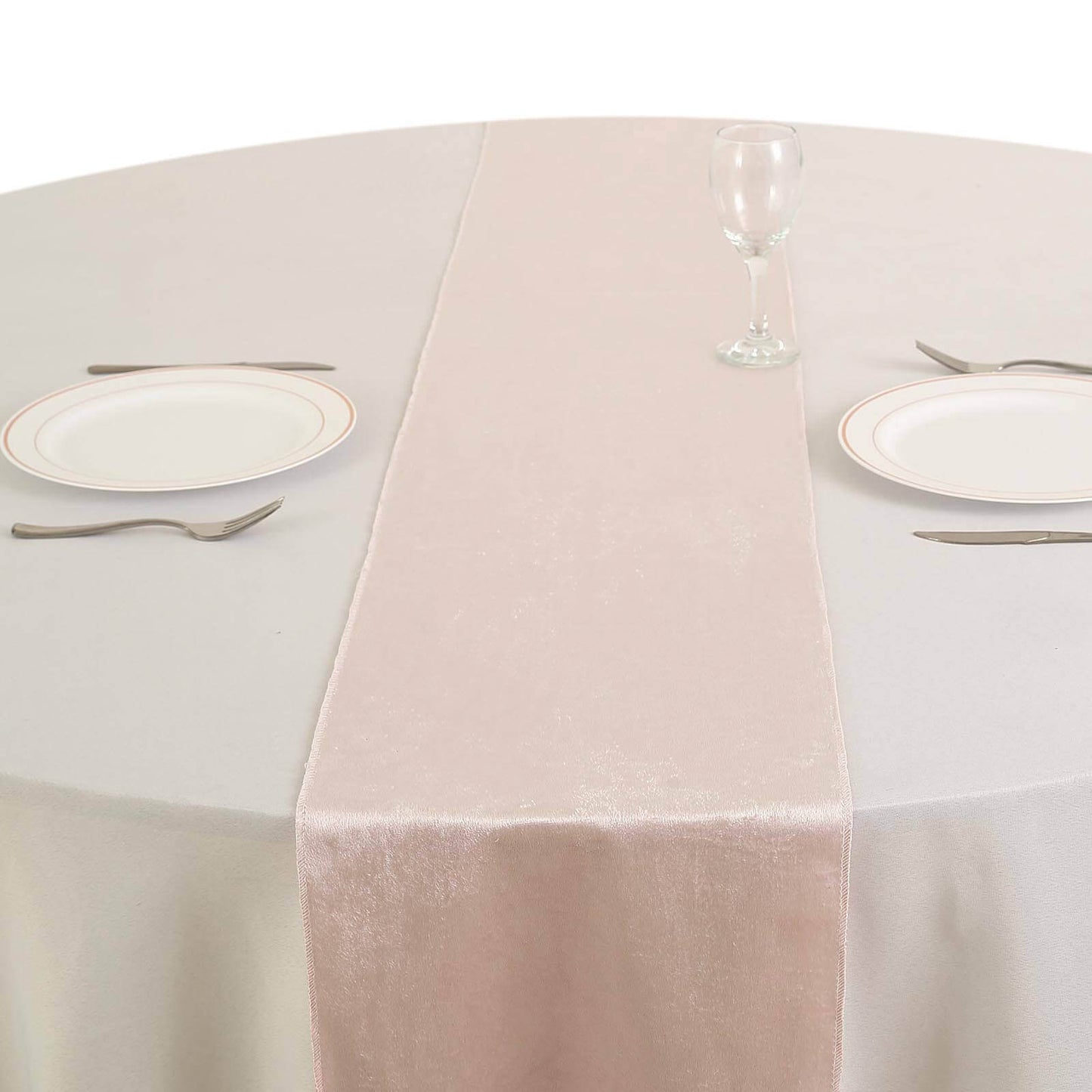 Premium Velvet 12"x108" Table Runner Blush - Sheen Finish Reusable Table Decor