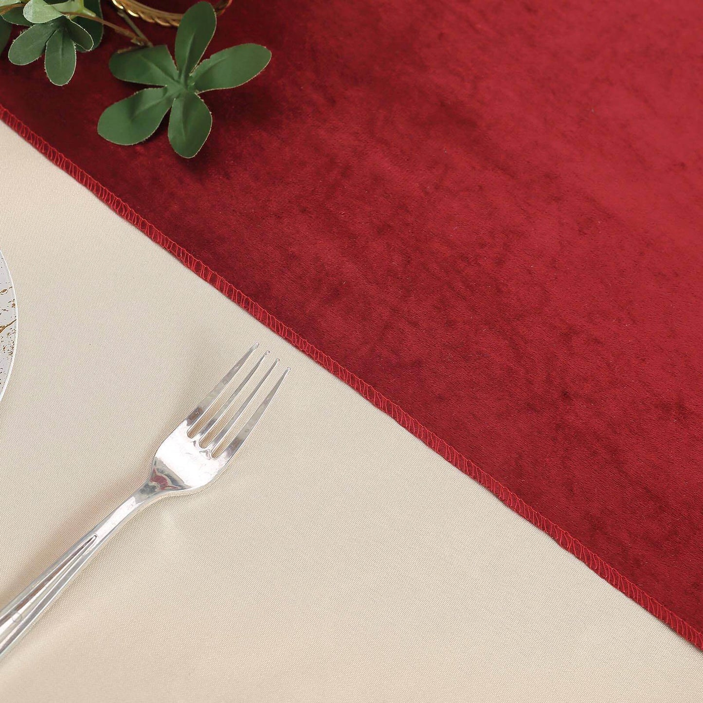 Premium Velvet 12"x108" Table Runner Burgundy - Sheen Finish Reusable Table Decor