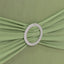 Spandex Chair Cover with Silver Rhinestone Buckled Sash Band Sage Green - Stretch Fitted Slipcover