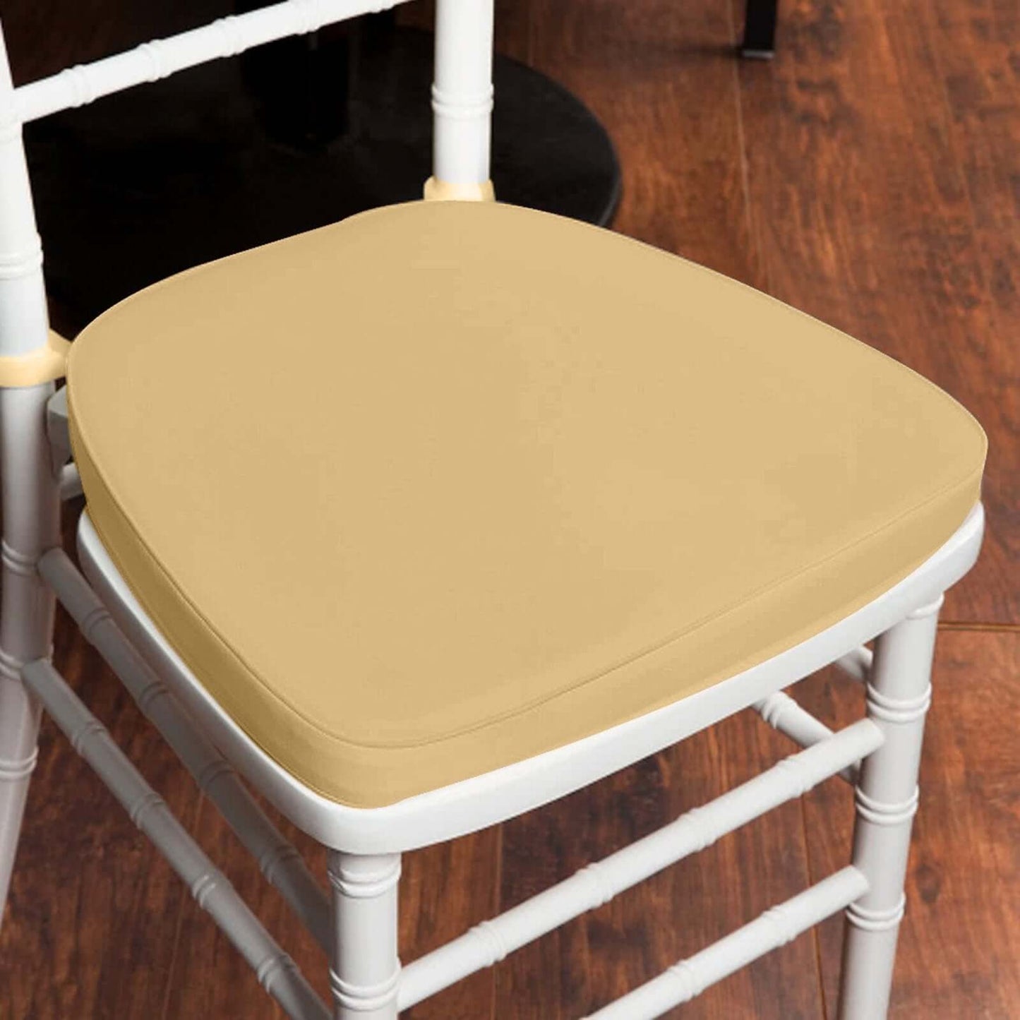 Chiavari Chair Cushion with 1.5" Thick Memory Foam and Ties Champagne - Stylish Removable Cover for Comfort
