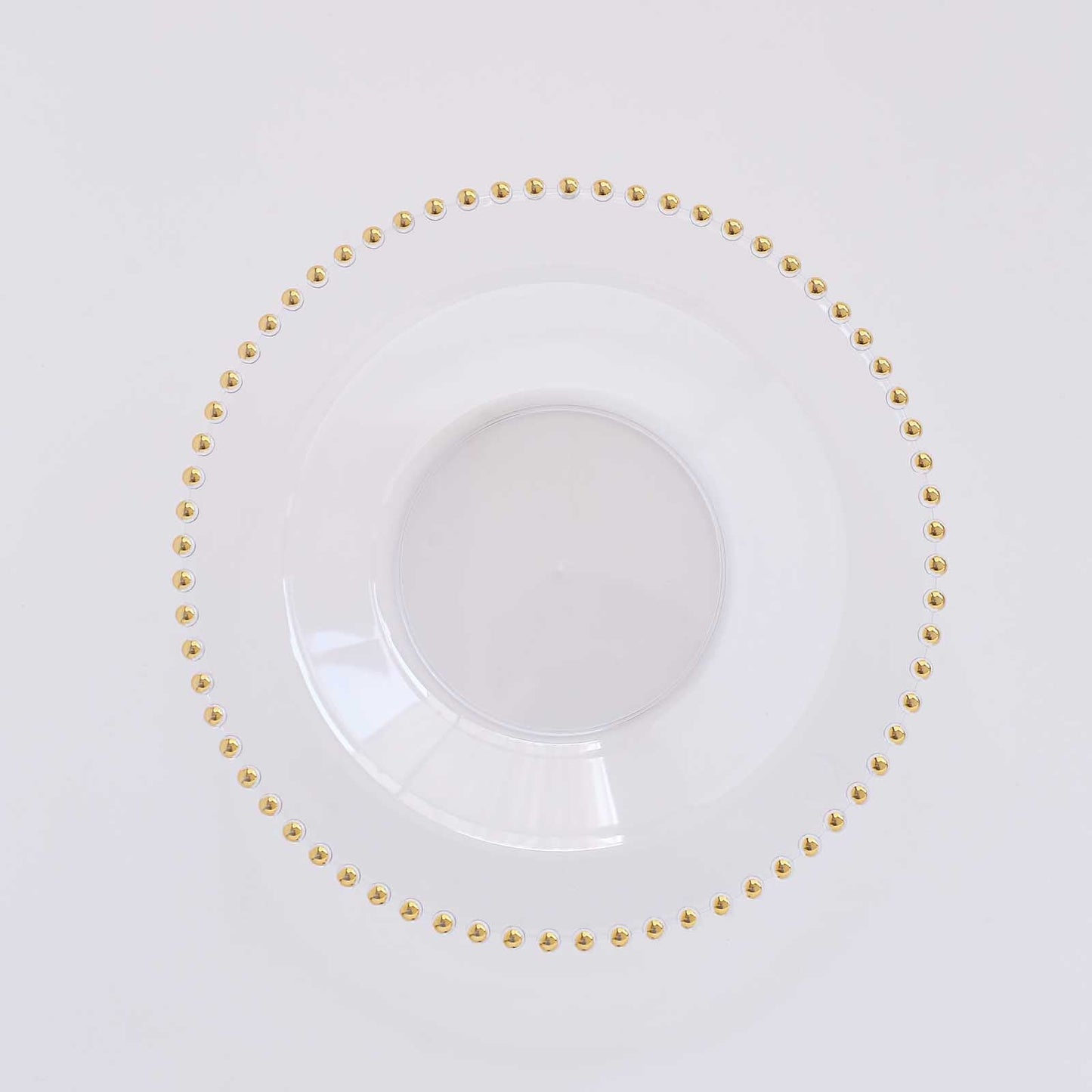 10-Pack Plastic Dessert Salad Bowls Clear Round Design with Gold Beaded Rim - Disposable Soup Bowls 12oz