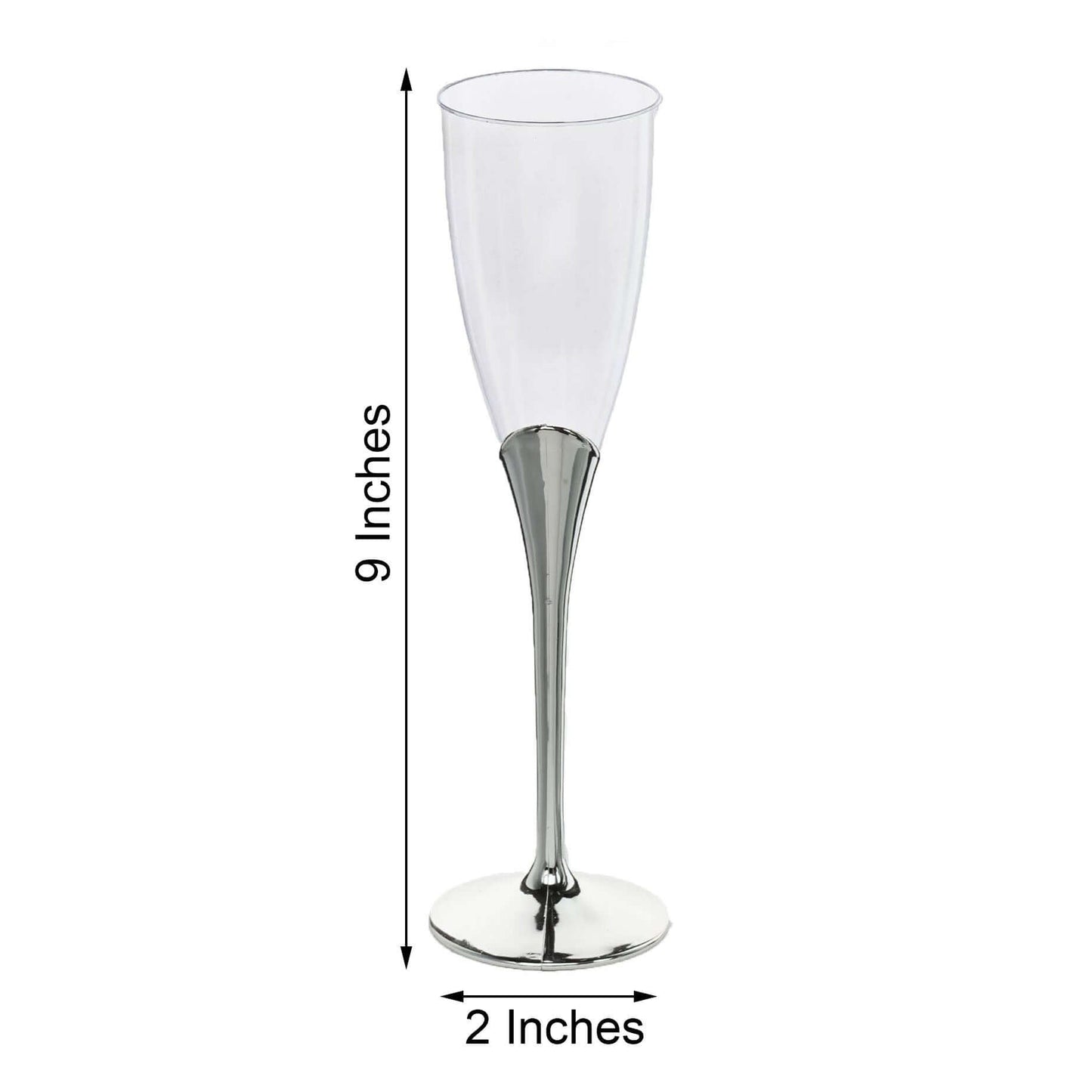 6-Pack Plastic Champagne Flutes Clear/Silver - Stylish Disposable Glasses for Toasts 5oz