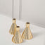 3-Pack Ceramic Taper Candle Holders Ribbed Cone Shaped Design Metallic Gold - Candlestick Stands for Decor 5"