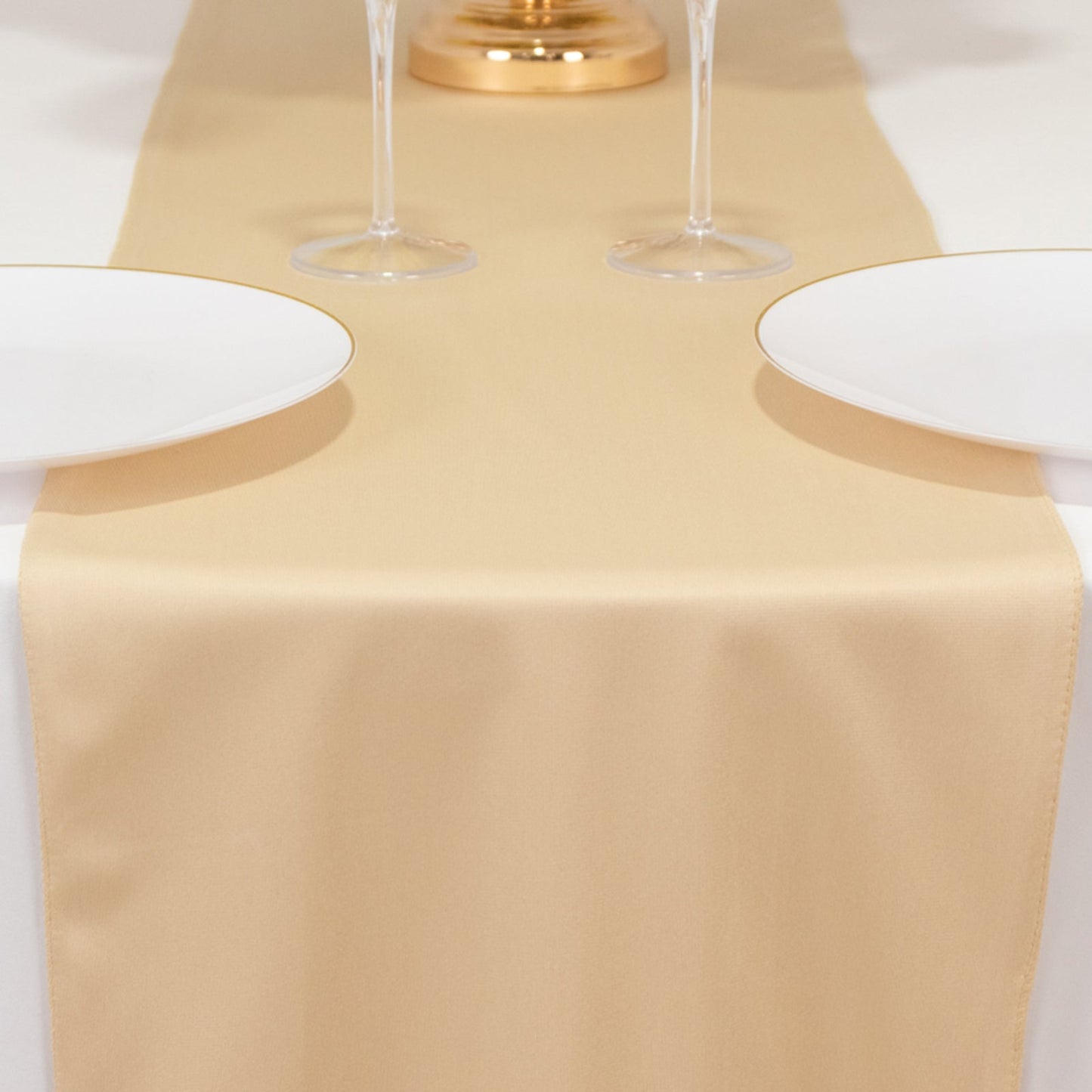 Scuba Polyester 12"x108" Table Runner Beige - Wrinkle-Free Table Linen