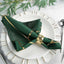 5 Pack Polyester 20"x20" Napkins Hunter Emerald Green with Gold Geometric Foil Pattern - Modern Reusable Dinner Napkins