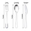24-Pack Plastic Utensil Set with Modern Hollow Handle Design Silver - Disposable Silverware 7"