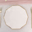 25-Pack Paper 9" Decagon Dinner Plates in White with Gold Foil Rim - Disposable Geometric Party Plates for Modern Weddings & Events