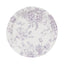 25-Pack Paper 7" Round Dessert Plates in White with Matte Lavender French Toile Pattern - Disposable Floral Salad Appetizer Plates