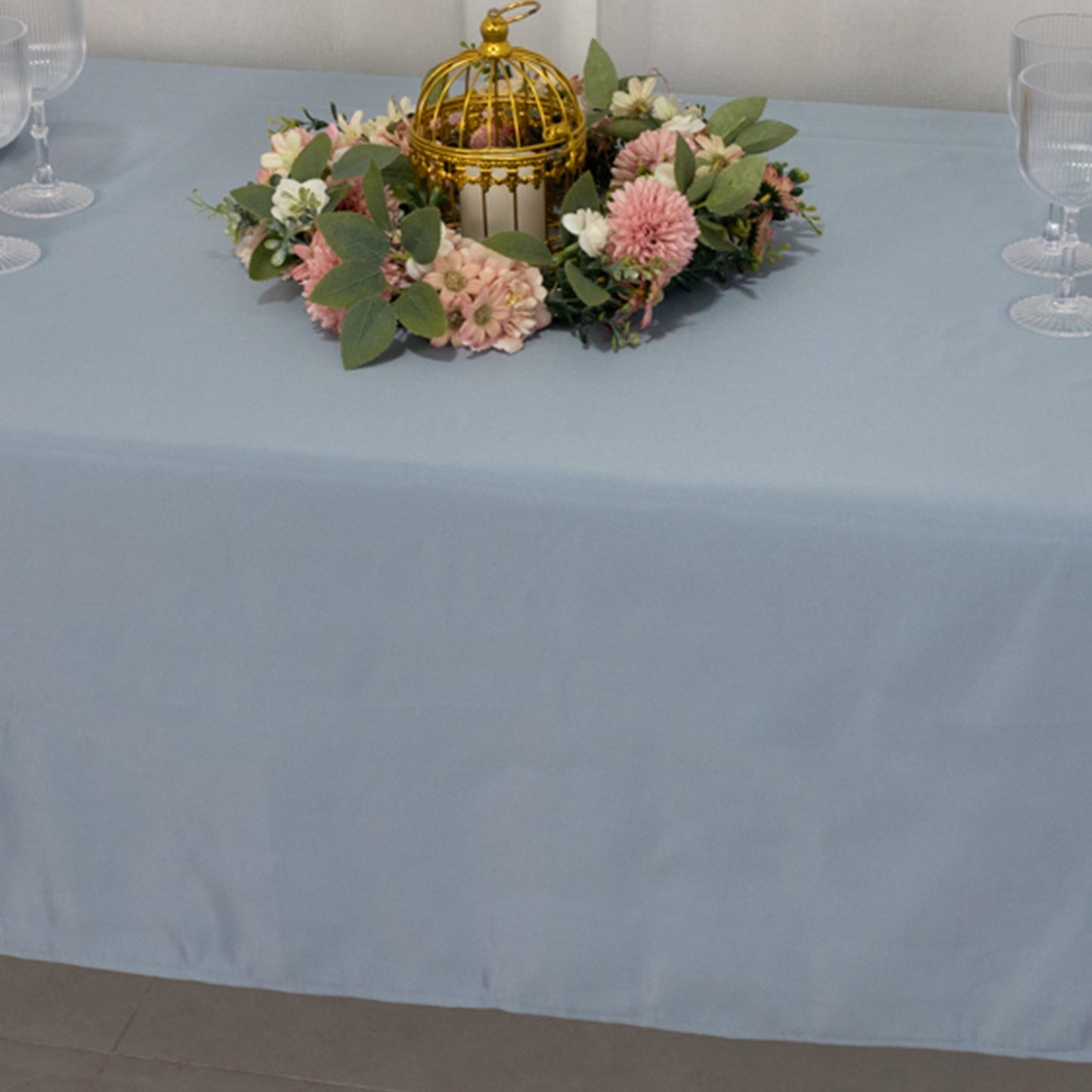 Lamour Satin 60"x102" Rectangle Tablecloth Dusty Blue - Durable & Silky Soft Feel Table Cover