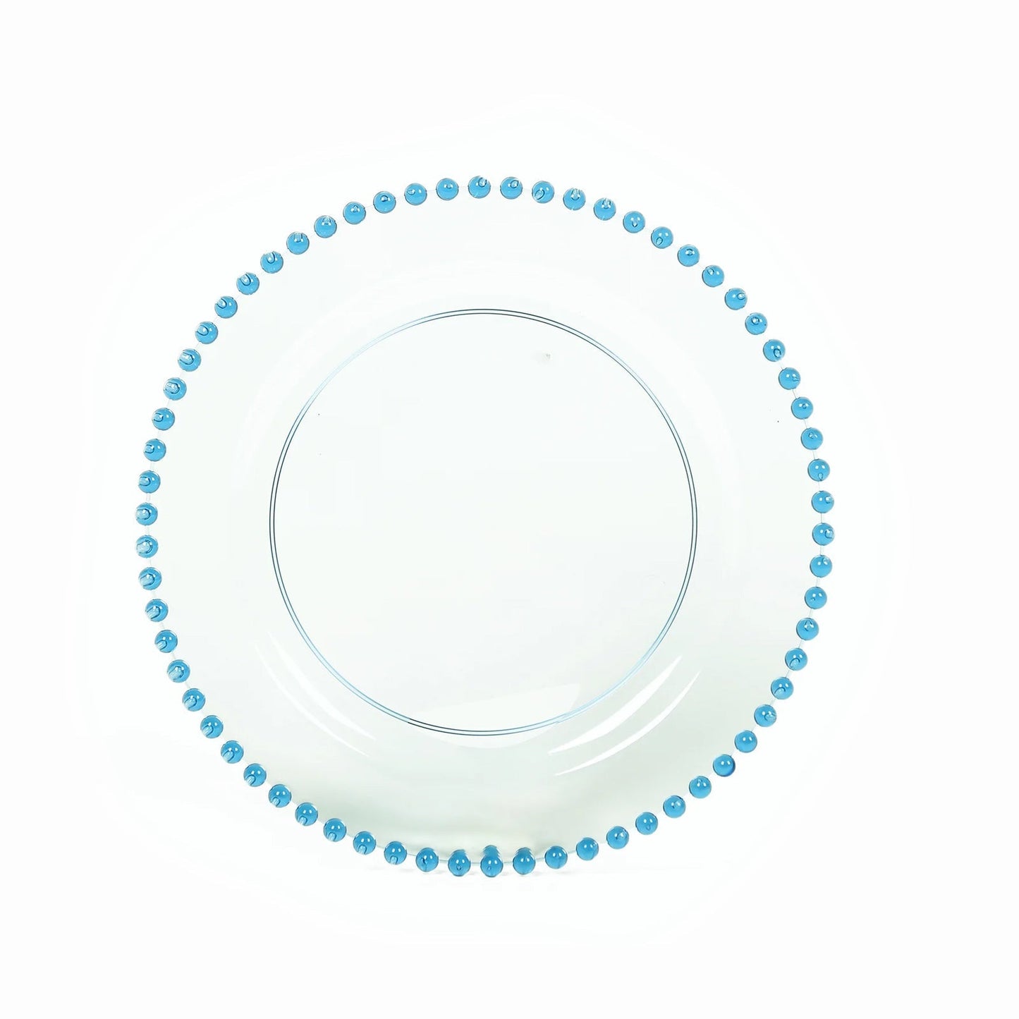 10-Pack Transparent Dusty Blue Plastic Dessert Plates â€“ 8" Round with Beaded Rim, Disposable for Parties & Events