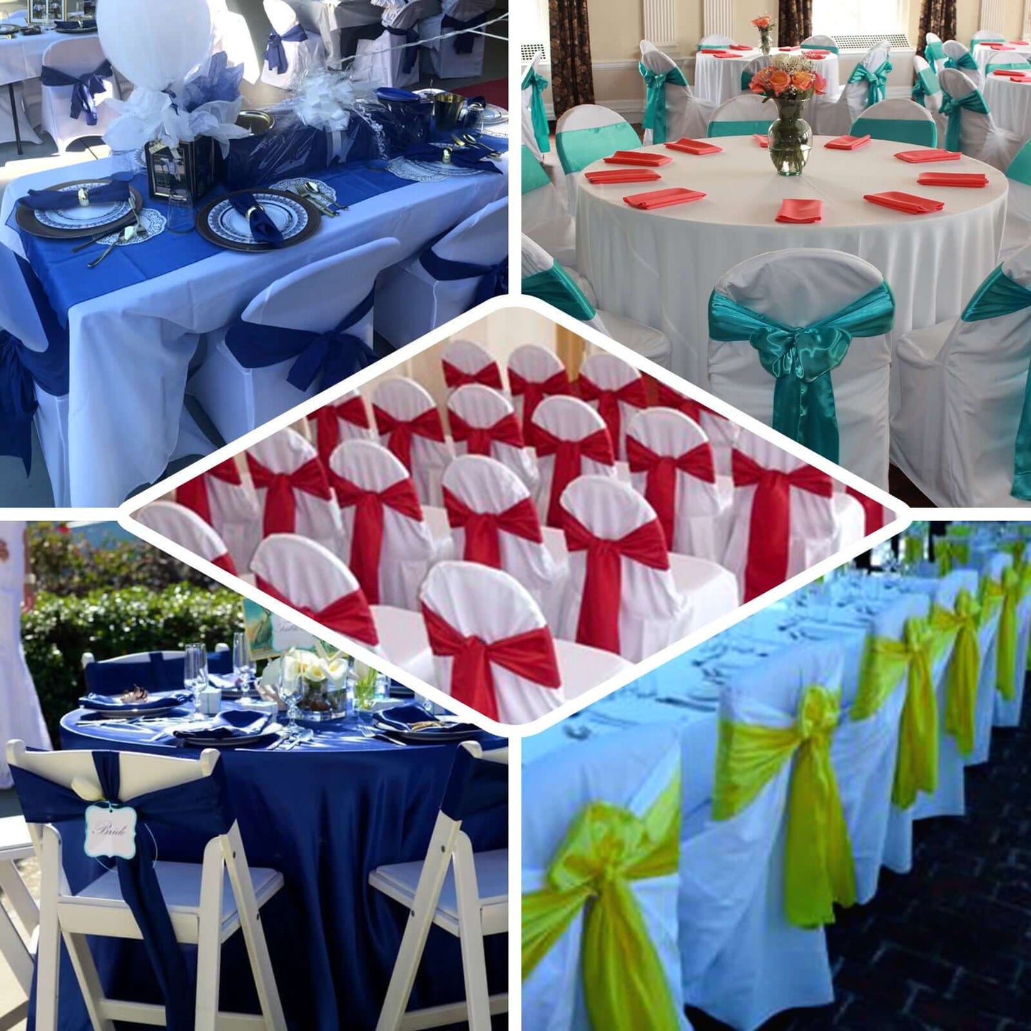 5 Pack Polyester Chair Sashes Dusty Blue 6"x108"