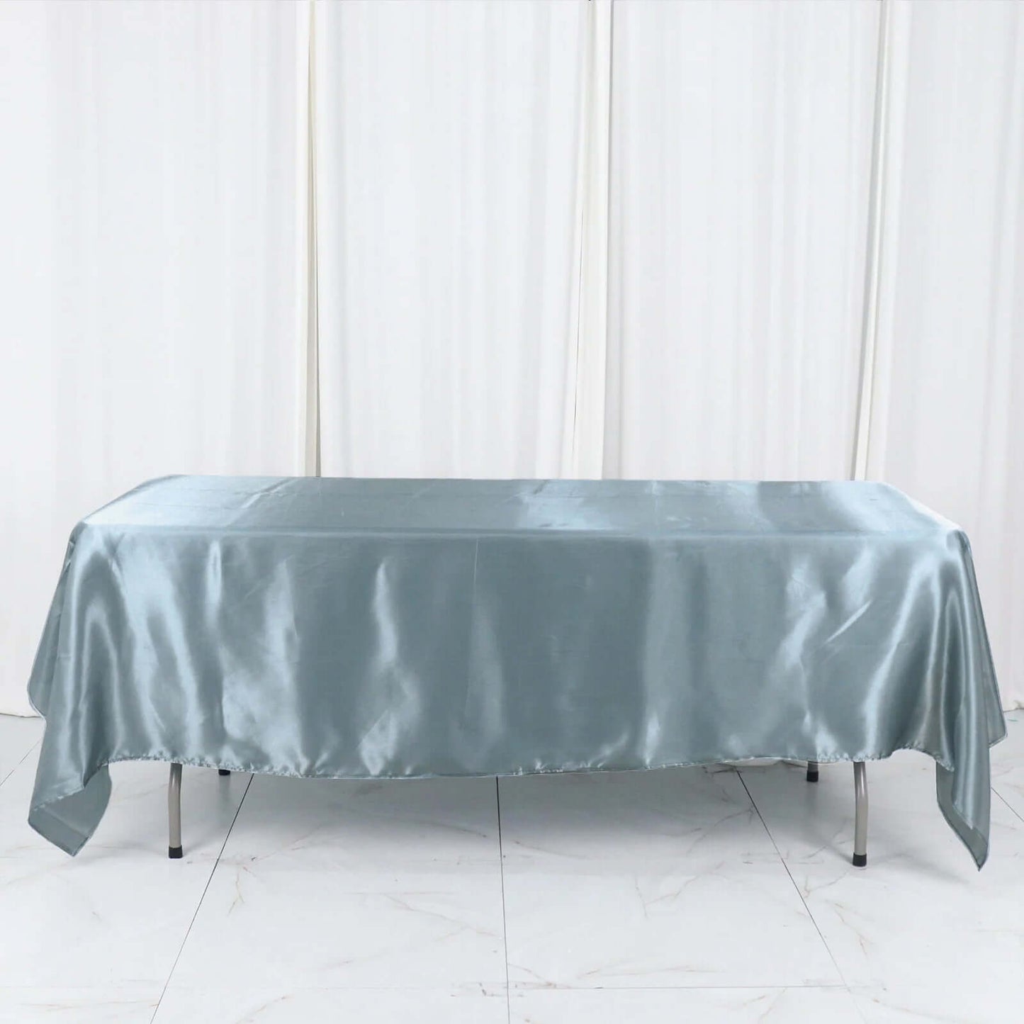 Satin Rectangular 60"x102" Tablecloth Dusty Blue - Smooth and Lustrous Table Cover