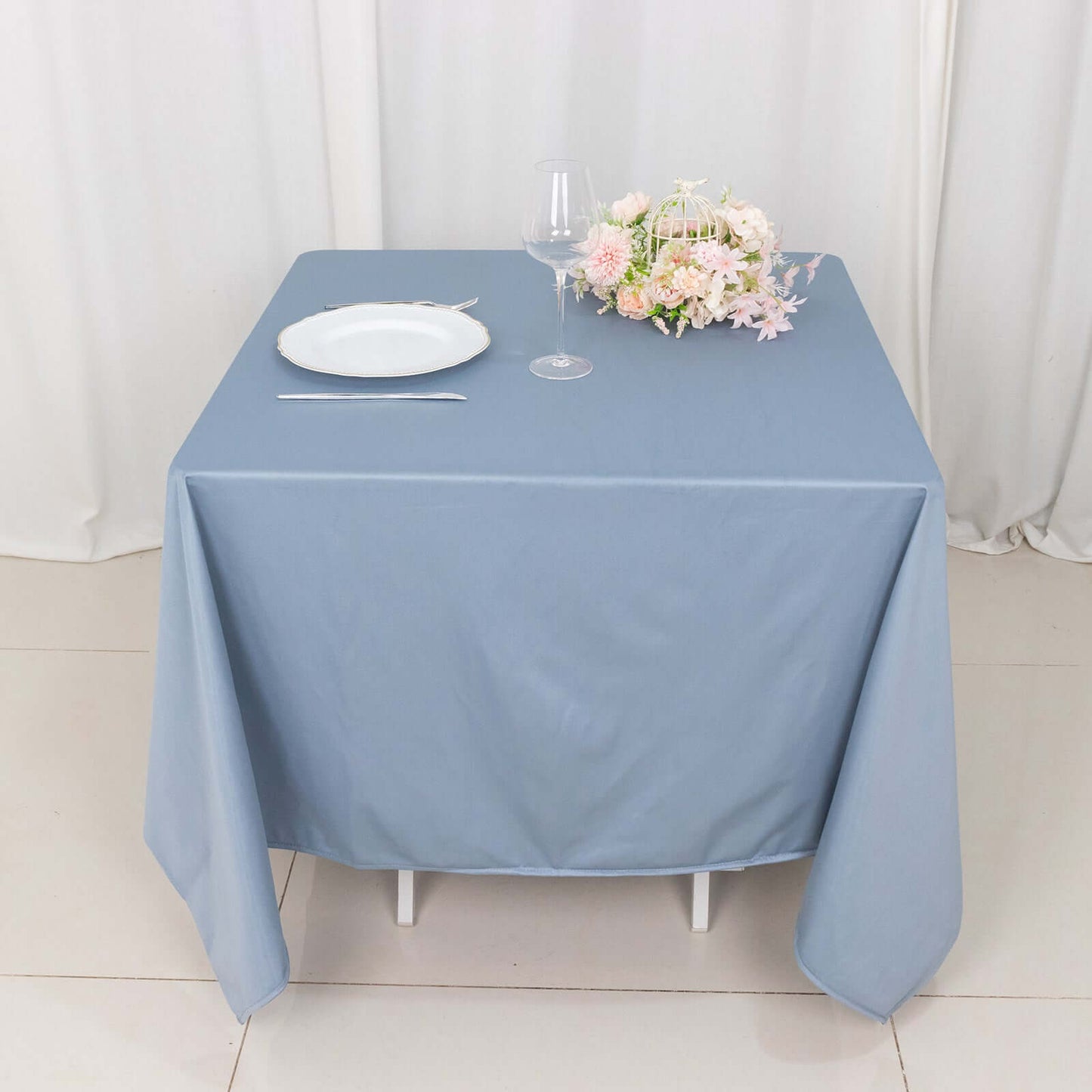 Scuba Square 70"x70" Tablecloth Dusty Blue - Wrinkle Free & Stain Resistant Table Cover