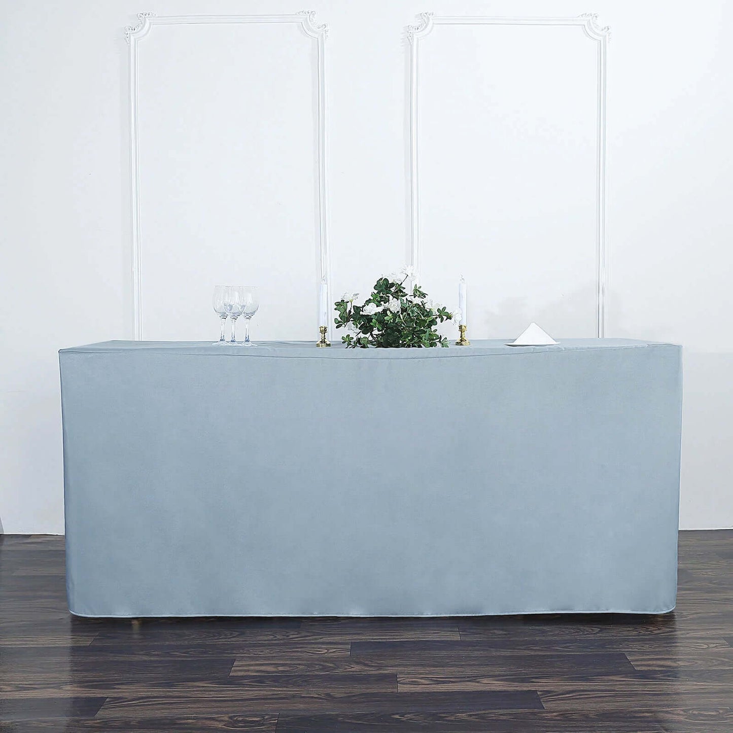 Fitted Polyester 72"x30" Rectangle Tablecloth Dusty Blue - Durable Table Cover