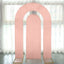Set of 2 Dusty Rose Spandex Fitted Wedding Arch Covers for Round Top and Double Arch Chiara Backdrop Stands - 6ft,8ft