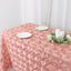 Satin 90"x132" Rectangle Tablecloth Dusty Rose - Grandiose 3D Rosette Seamless Table Cover