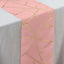 Polyester 9ft Table Runner Dusty Rose with Gold Foil Modern Geometric Accent