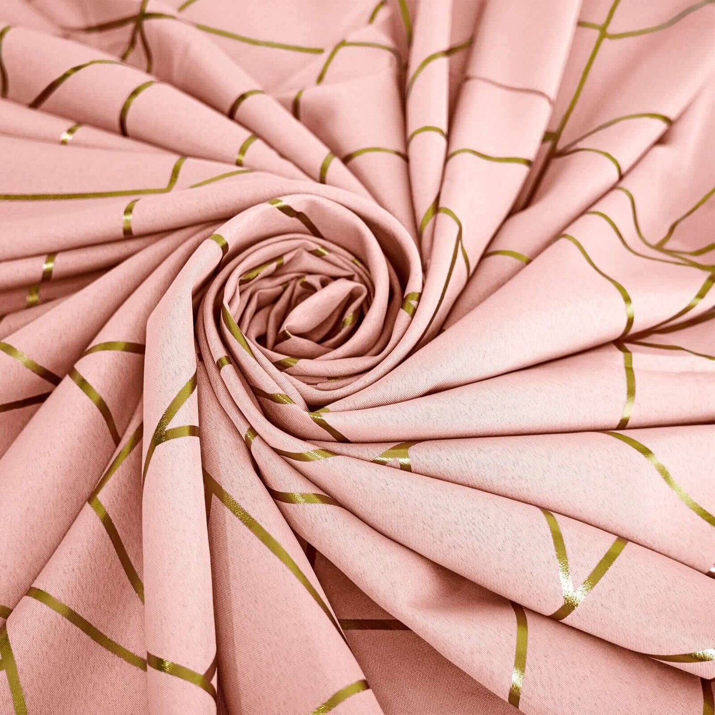 Polyester 54"x54" Square Tablecloth Dusty Rose with Gold Foil Geometric Pattern - Wrinkle-Resistant & Durable Table Cover