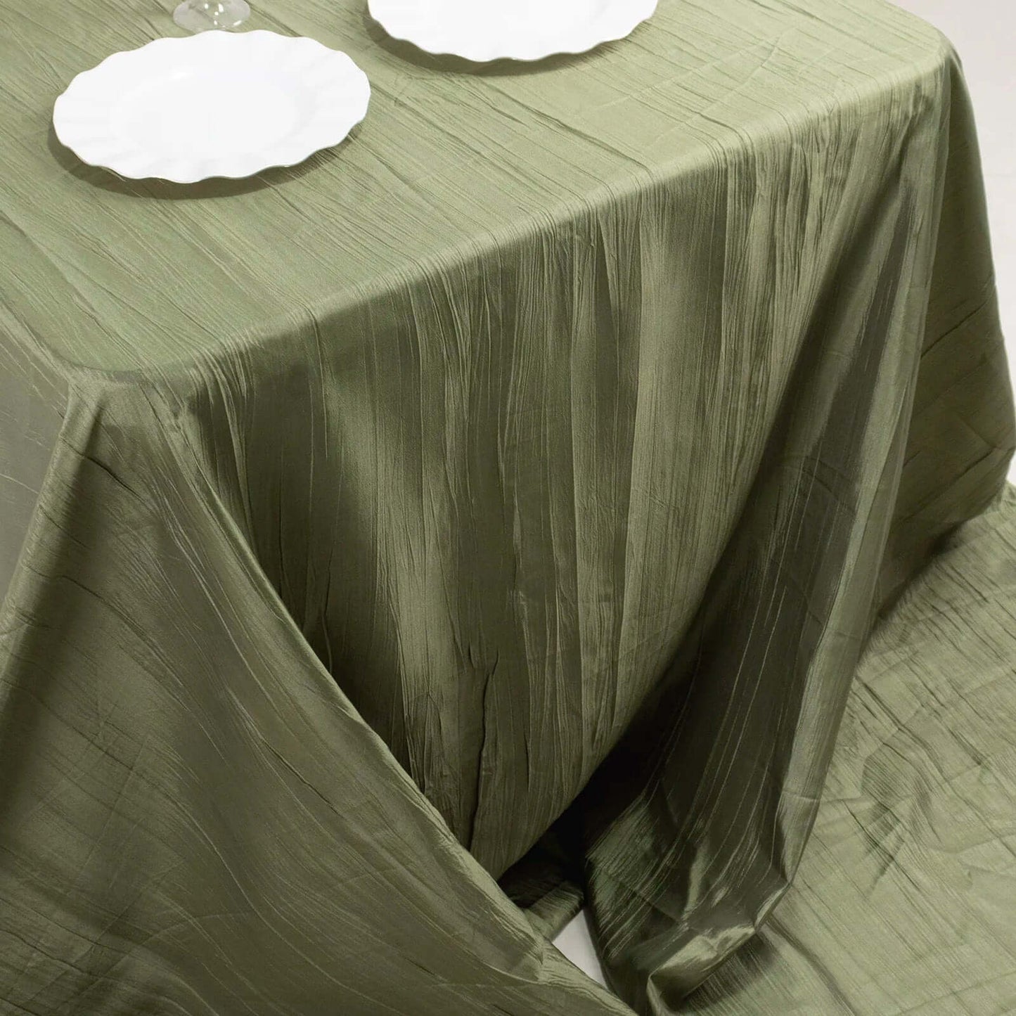 Taffeta 90"x156" Rectangle Tablecloth Dusty Sage Green - Accordion Crinkle Seamless Table Cover