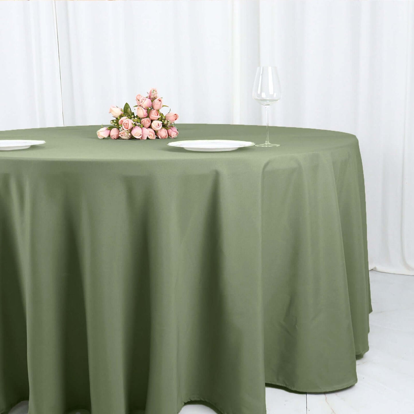 Polyester 120" Round Tablecloth Dusty Sage Green - Seamless Wrinkle-Resistant Table Cover