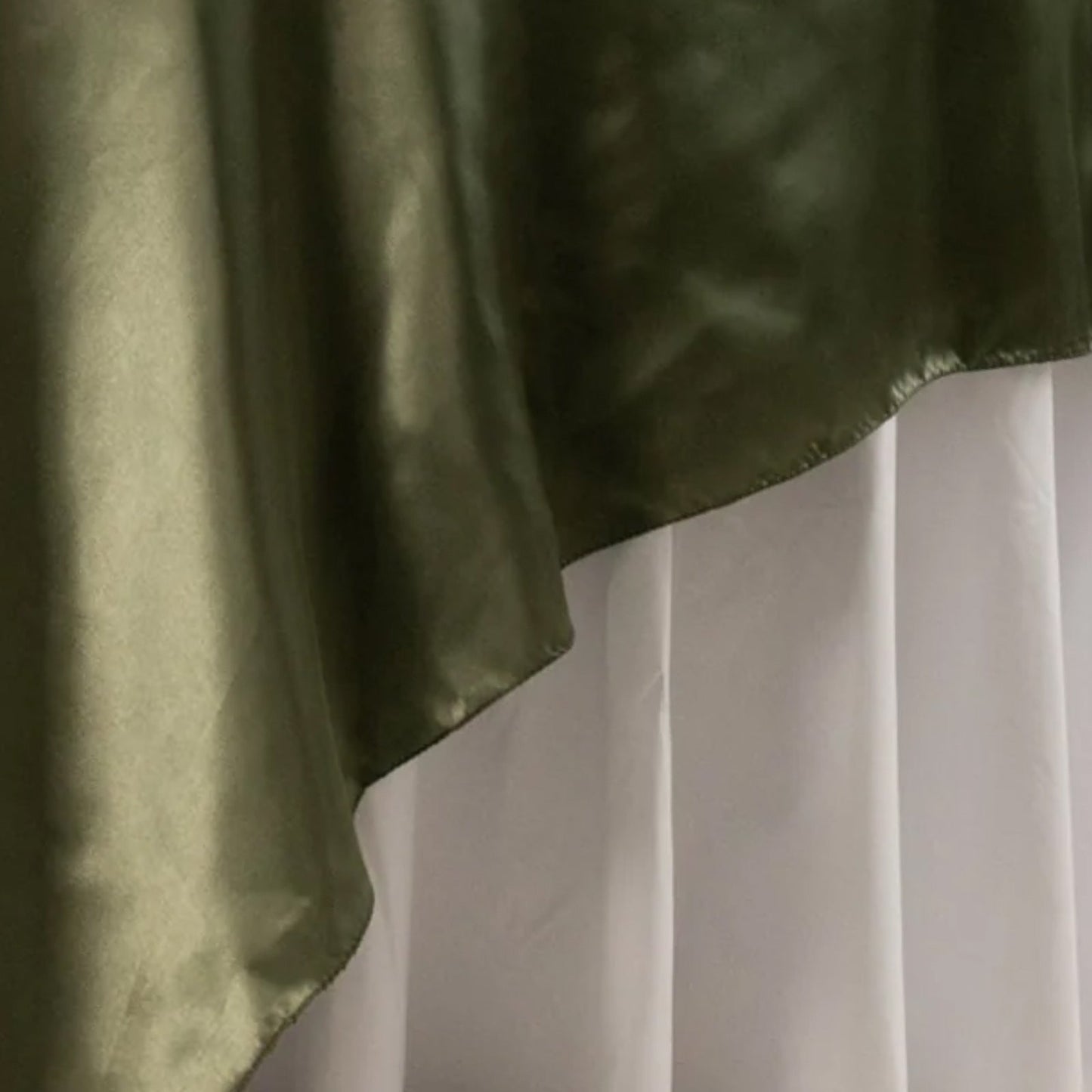 Satin 90"x90" Table Overlay Square Tablecloth Dusty Sage Green - Smooth Finish Table Topper