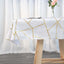 Polyester 54"x54" Square Tablecloth White with Gold Foil Geometric Pattern - Wrinkle-Resistant & Durable for Stylish Settings