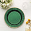 25-Pack Paper 10" Round Dinner Plates in Hunter Emerald Green Sunray Design with Gold Rim - Disposable Heavy Duty 350GSM Party Plates