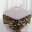 5 Pack Chair Sashes with Wave Embroidered Sequins Black/Gold 6"x88" - Stylish Glittering Decor for Weddings
