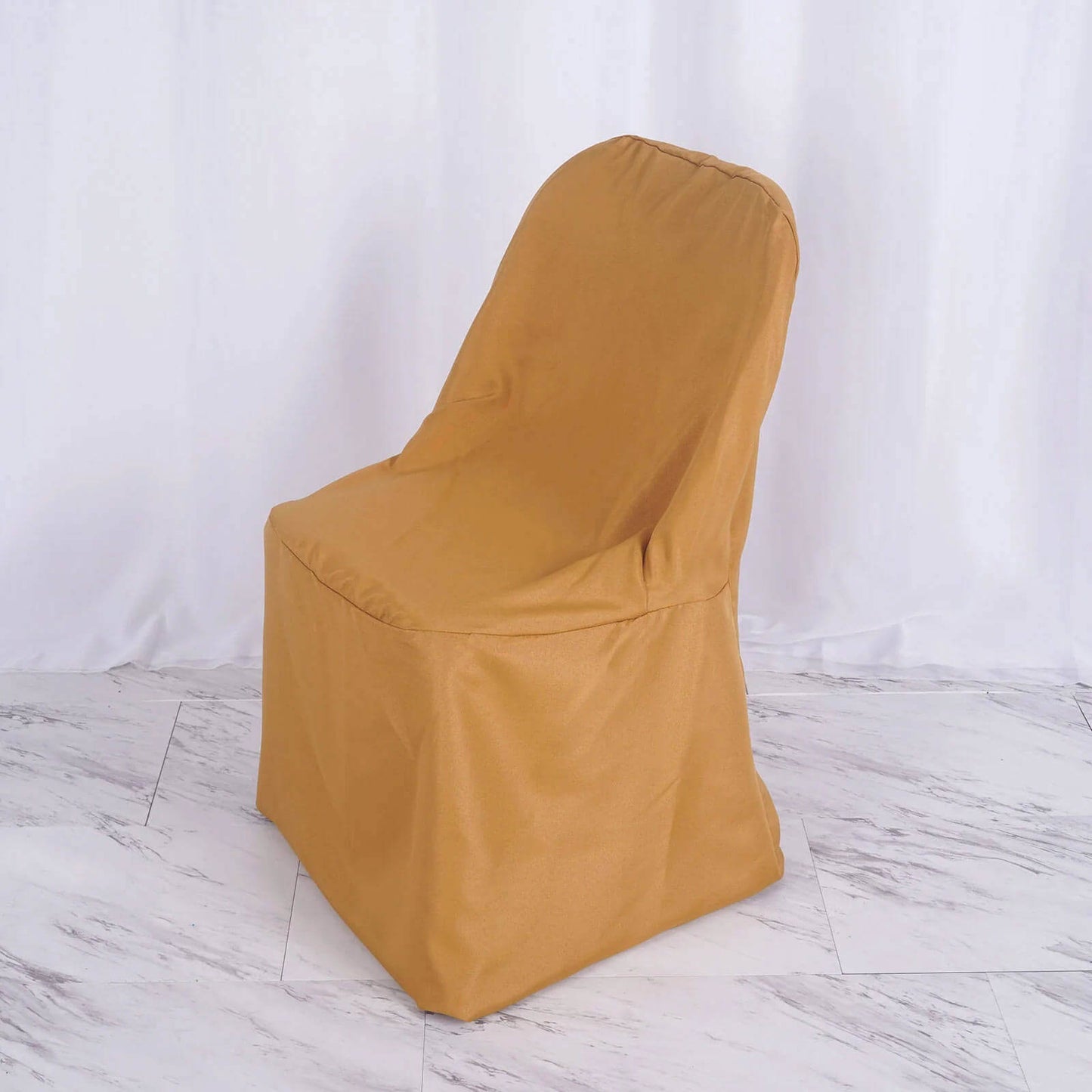10 Pack Polyester Chair Covers for Folding Chairs Gold - Wrinkle-Free Stain-Resistant Slip-On Design for Events