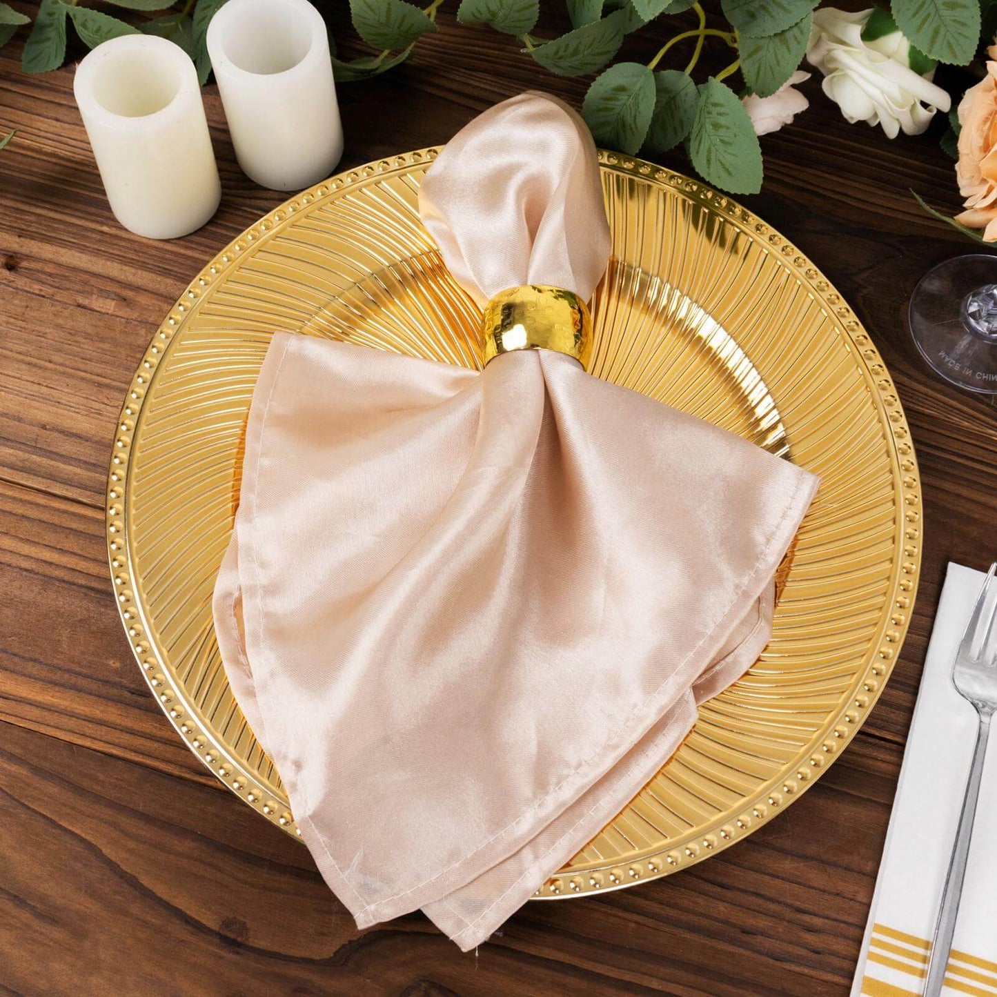 6-Pack Acrylic Round Charger Plates 13" in Metallic Gold Swirl Pattern with Beaded Rim, Plastic Decorative Dinner Party Charger Tableware