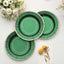 25-Pack Paper 8" Round Dessert Plates in Hunter Emerald Green Sunray Design with Gold Rim - Disposable Heavy Duty 350GSM Appetizer Salad Plates