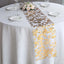 Sheer Organza 12"x108" Table Runner Roll Metallic Gold Foil Floral Swirl Design - Disposable Stylish Event Decoration