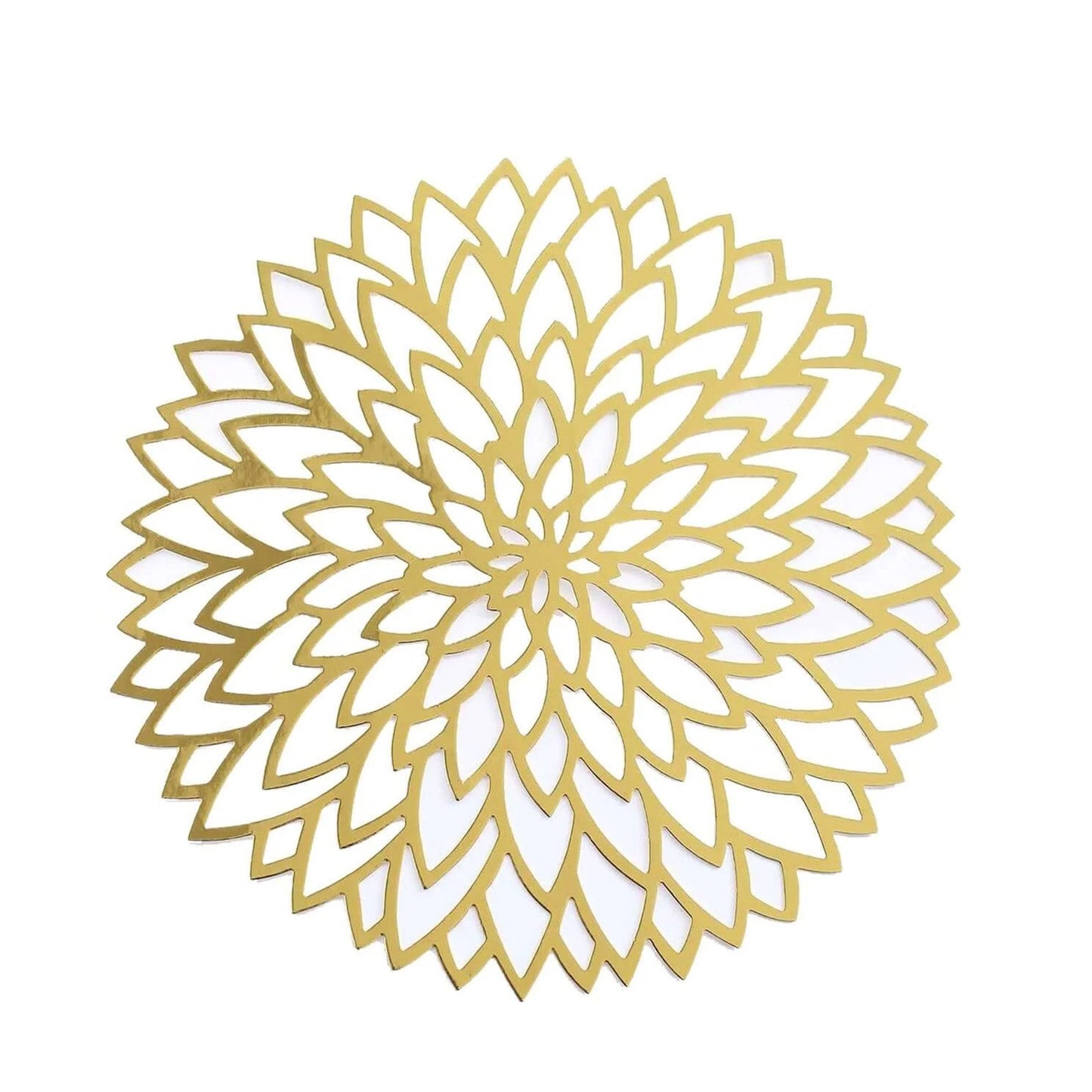 6-Pack Disposable Table Placemats in Metallic Gold with Laser Cut Hibiscus Flower Design - 400GSM Cardboard Placemats for Glamorous Table Decor 13"