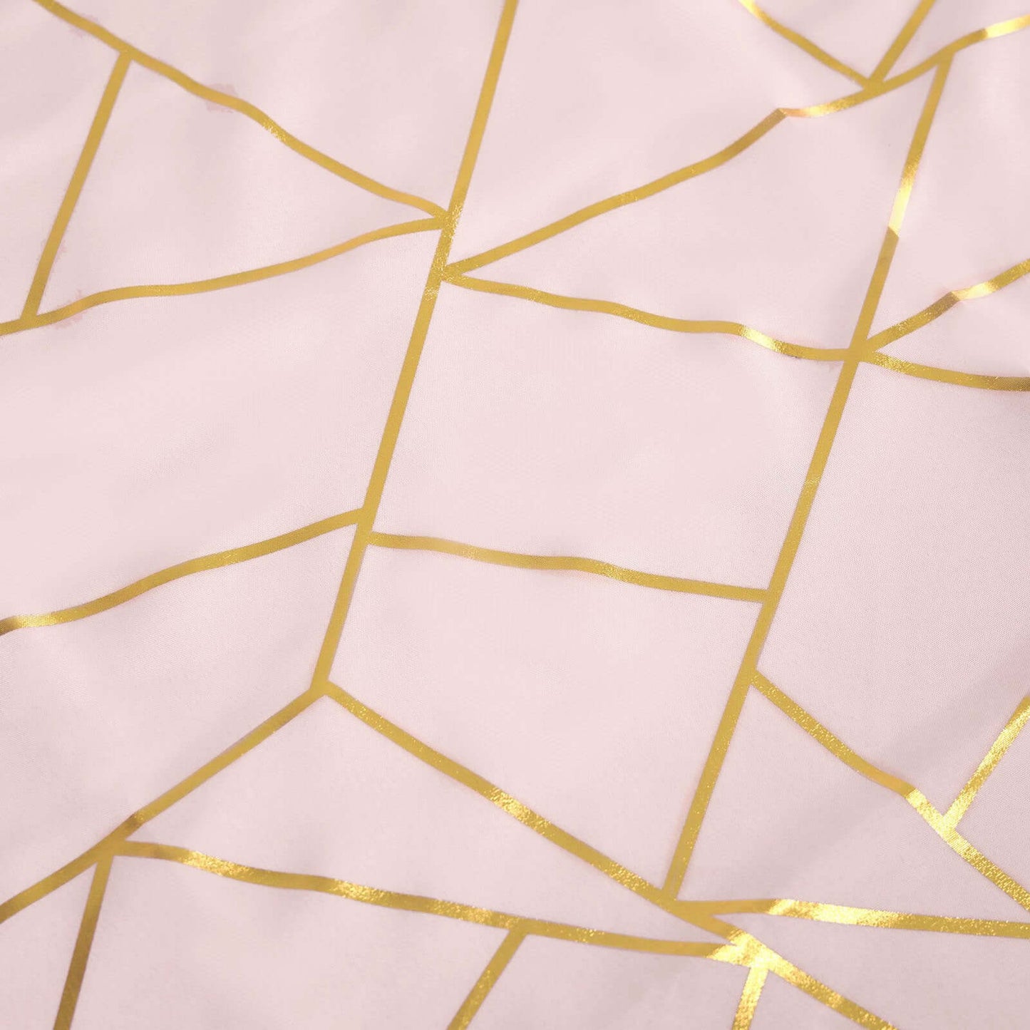 Polyester 54"x54" Table Overlay Square Tablecloth Blush with Gold Foil Geometric Pattern - Wrinkle-Resistant & Durable Table Topper