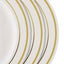 10-Pack Plastic Dessert Plates Ivory with TrÃ¨s Chic Gold Rim - Disposable Appetizer Plates for Parties 6"