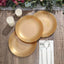 10-Pack Plastic 8" Round Dessert Plates in Gold with Gold Rim - Glossy Disposable Appetizer Salad Plates