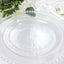 10-Pack Plastic 7" Round Dessert Appetizer Plates in Clear Hammered Design with Gold Rim - Modern Disposable Salad Plates