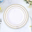 10-Pack Plastic Dessert Plates Ivory with TrÃ¨s Chic Gold Rim - Disposable Plates for Parties 8"