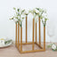 Flower Vase Gold Metal Minimalist 8-Tubes Square Base Design - Single Stem Bud Centerpiece for Arrangements 10"