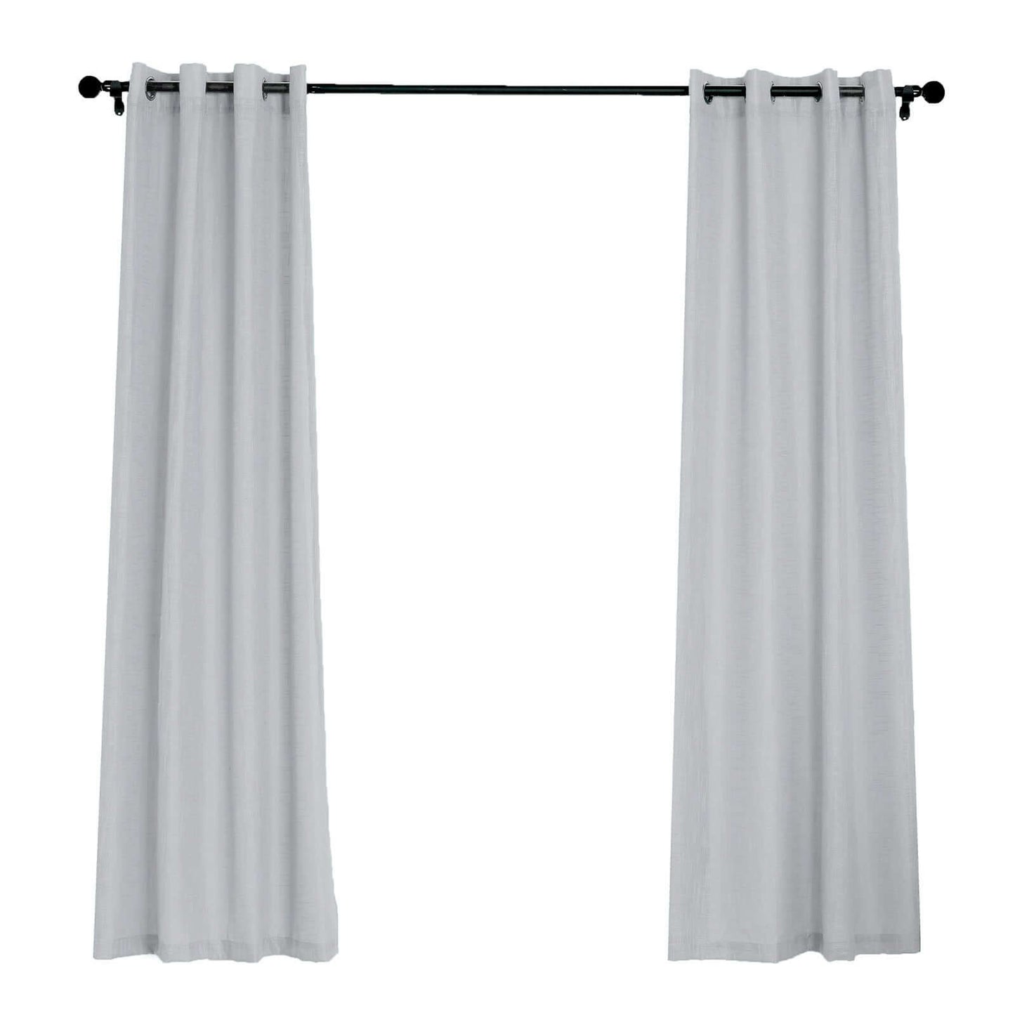 2 Pack Handmade Silver Faux Linen Curtains 52"x84", Curtain Panels With Chrome Grommets