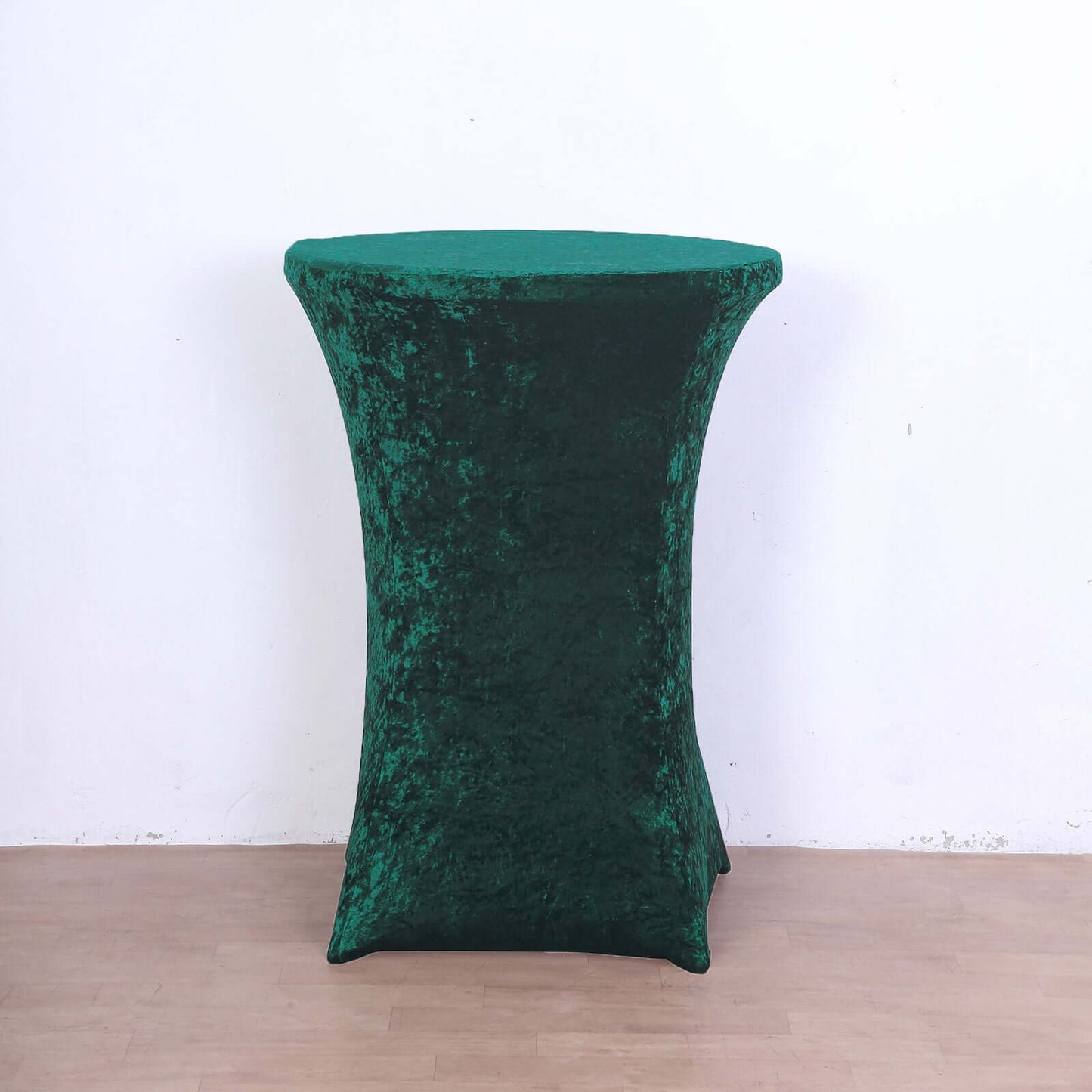 Crushed Velvet Spandex 30" Round Cocktail Table Cover Hunter Emerald Green Smooth Highboy Tablecloth