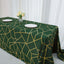 Polyester 90"x156" Rectangle Tablecloth Hunter Emerald Green Seamless with Gold Foil Geometric Pattern - Wrinkle-Resistant Seamless Table Cover for Sophisticated Events