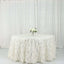 Taffeta 132" Round Tablecloth Ivory | 3D Leaf Petal Design Seamless Table Cover