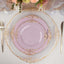 10-Pack Plastic 10" Round Dinner Plates in Lavender Lilac with Gold Leaf Embossed Rim - Disposable Vintage Baroque Style Plates