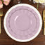 10-Pack Plastic 11" Round Dinner Plates in Lavender Lilac Ruffled Rim with Gold Edging - Sturdy Disposable Dinnerware