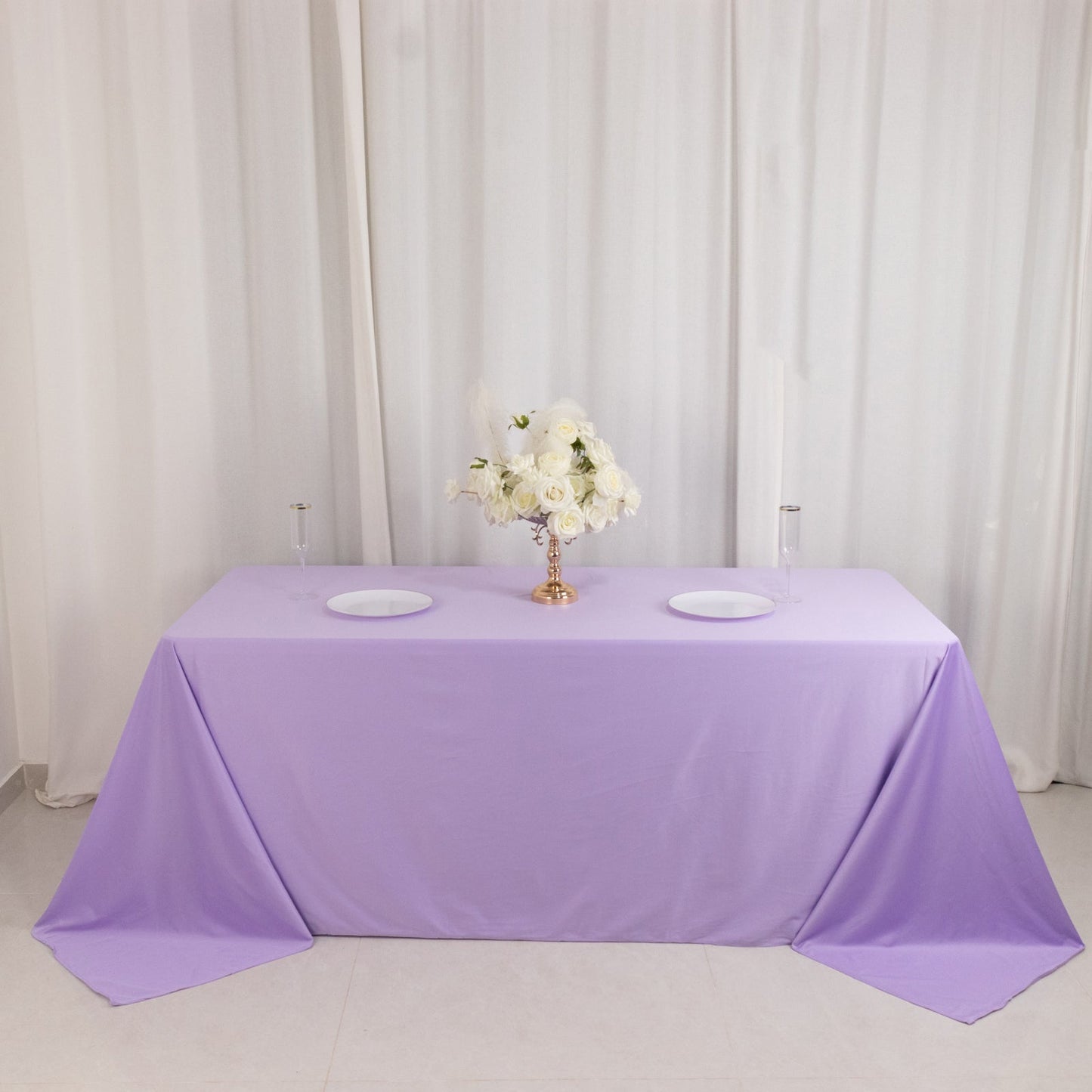 Scuba Rectangular 90"x132" Tablecloth Lavender Lilac - Wrinkle Free, Stain Resistant & Seamless Table Cover