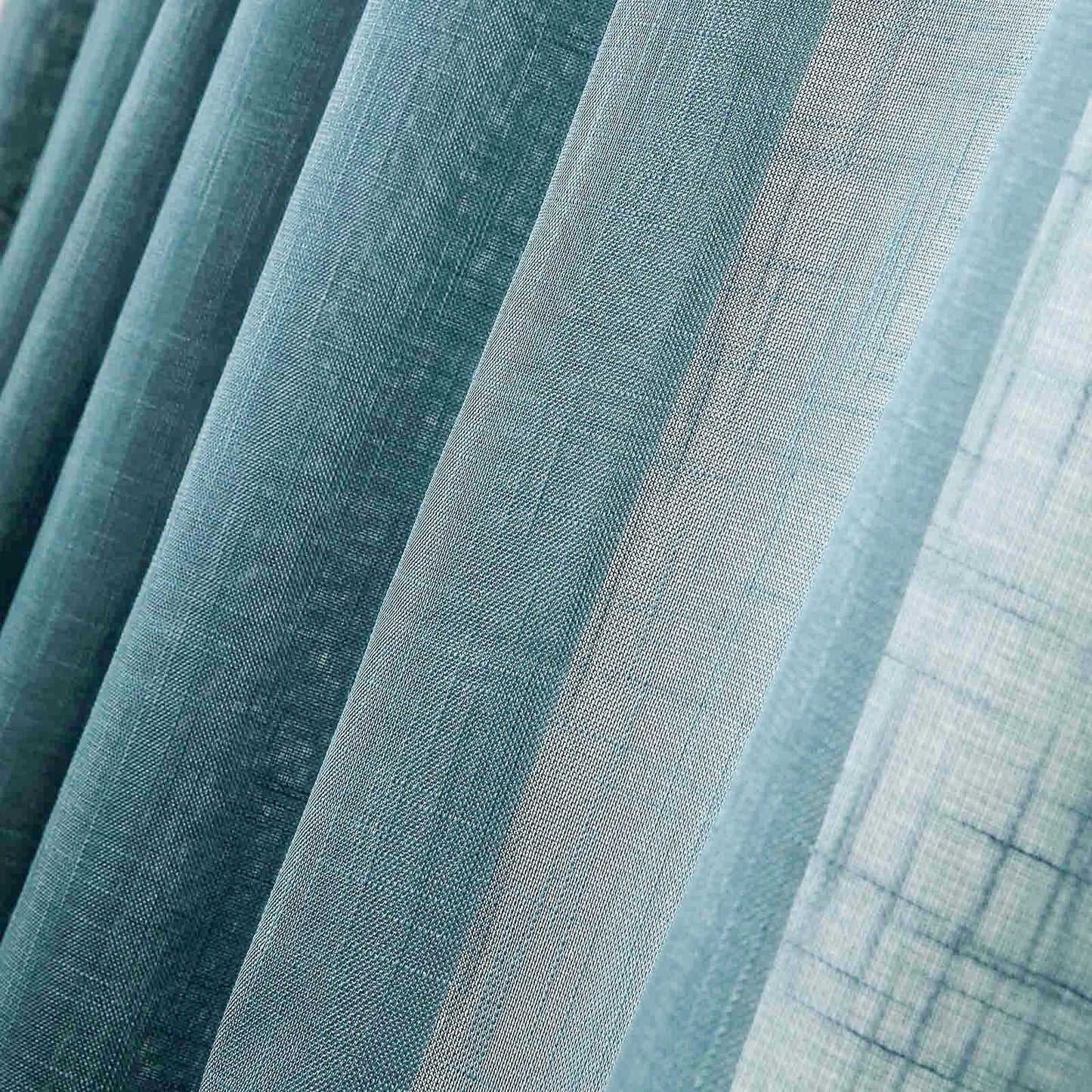 2 Pack Handmade Light Blue Faux Linen Curtains 52"x64", Curtain Panels With Chrome Grommets