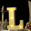 3D Marquee Letter "L" Warm White 4 LED Lights Gold - Chic Light-Up Decor for Events 6"