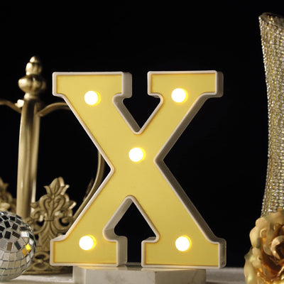 3D Marquee Letter "X" Warm White 5 LED Lights Gold - Chic Light-Up Decor for Events 6"